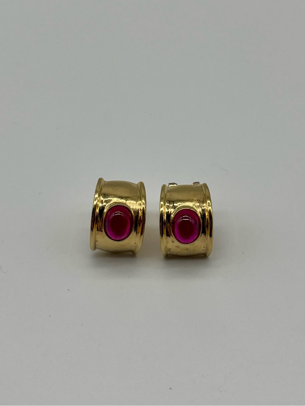 Gold-Tone 925 sterling silver Pink topaz Stone Hoop Earrings